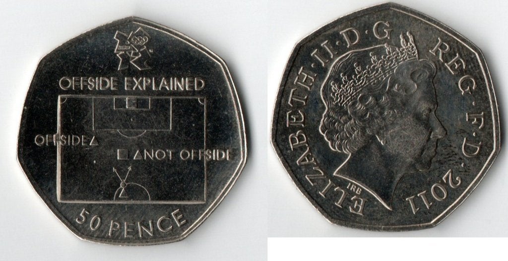 50 Pence 'Offside Explained' - Olympische Spelen 2012, Verzenden, Overige landen, Losse munt