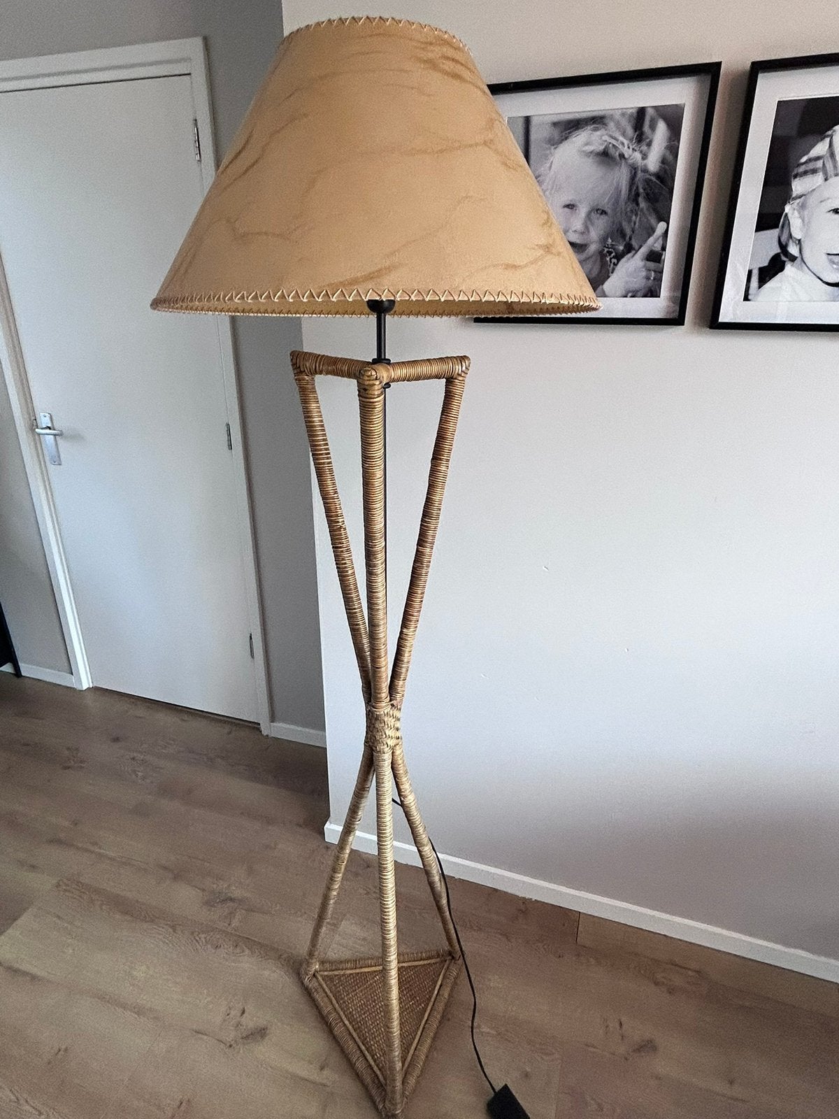 vintage lamp van rotan / bamboe jaren 80 - 90, Ophalen, Zo goed als nieuw, 150 tot 200 cm