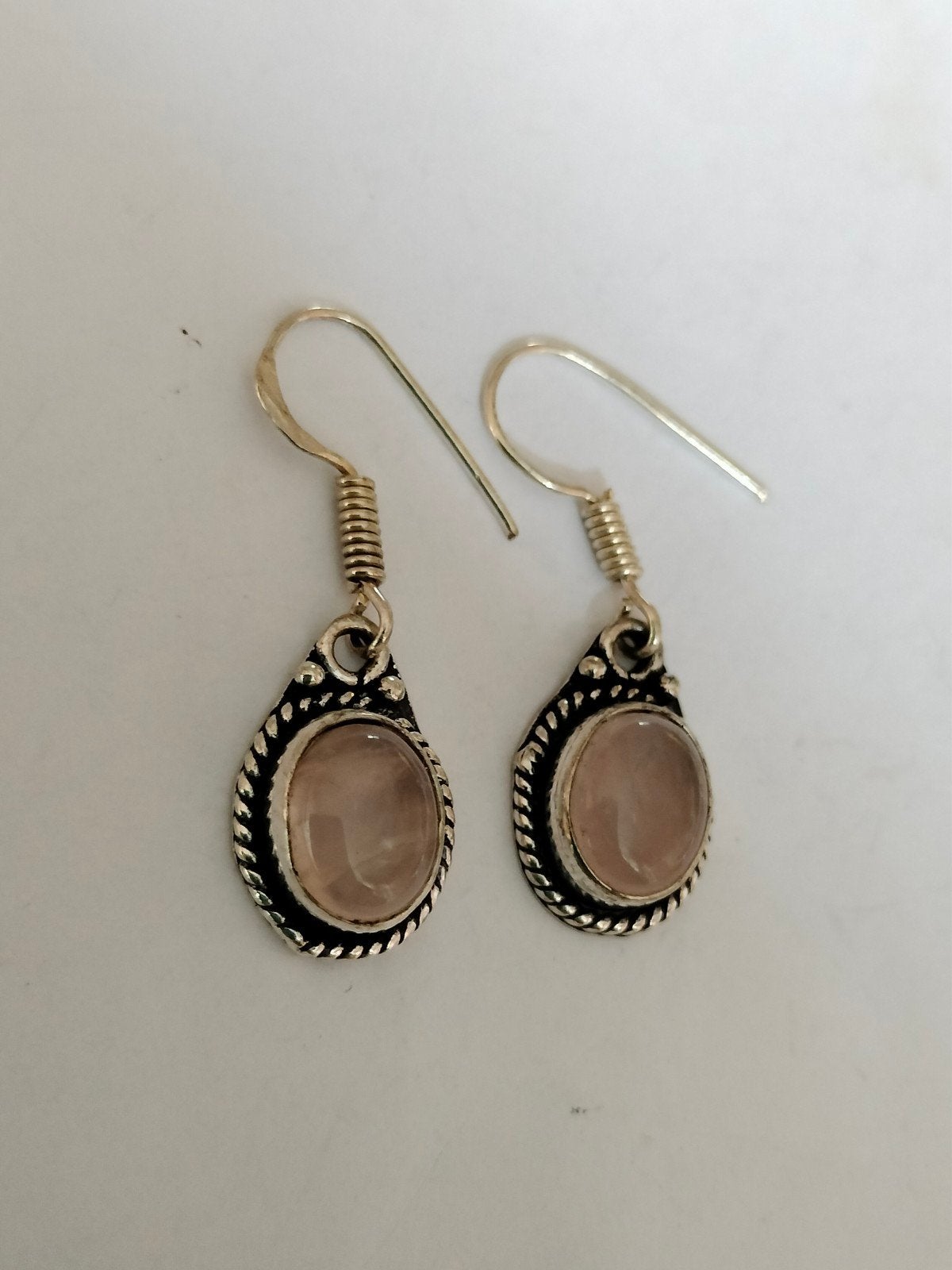 Zilveren oorbellen met roze quartz, Hangers, Verzenden, Nieuw, Roze