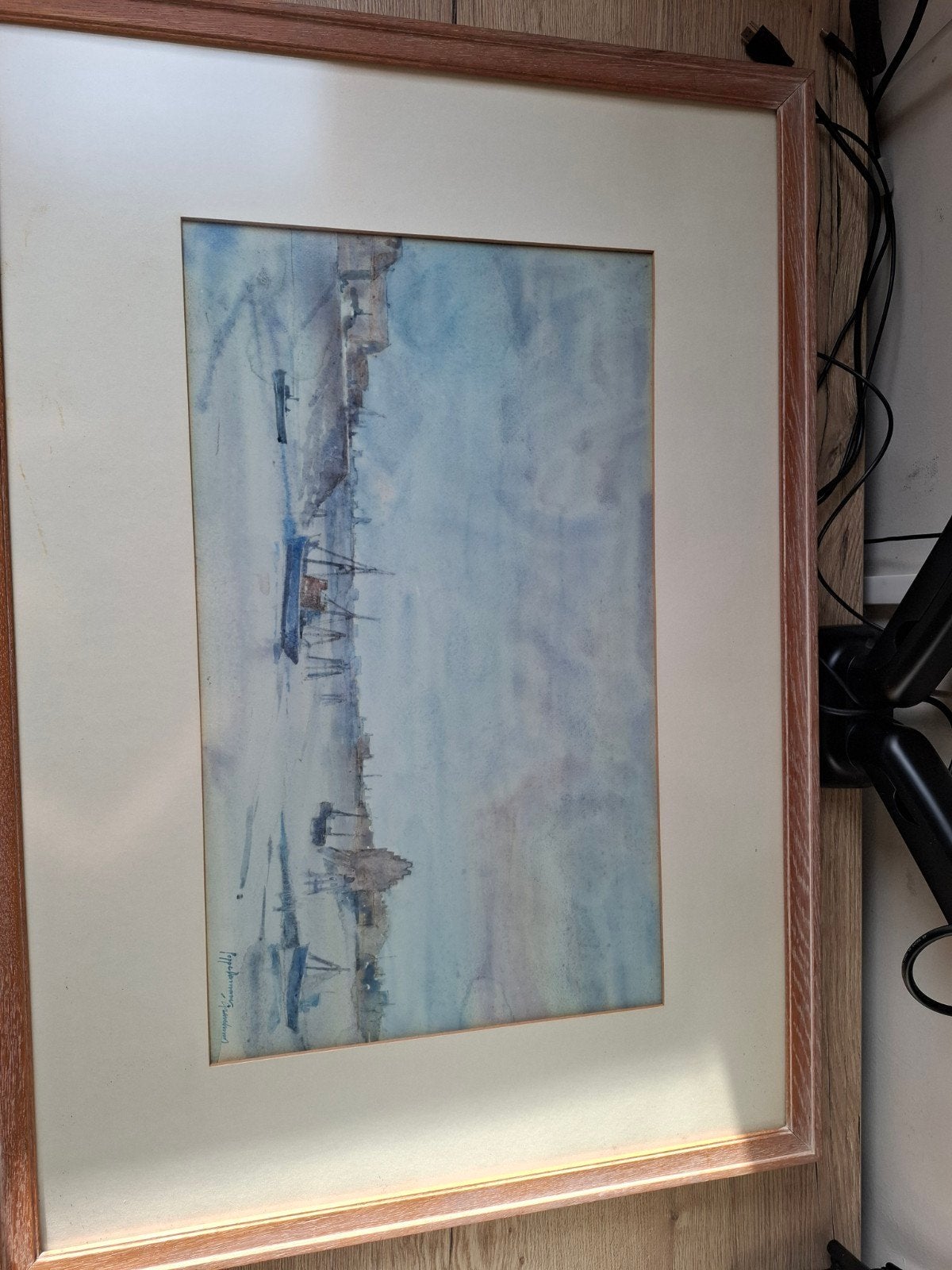 Gesigneerde aquarel van havengezicht PoppeDamave, Antiek en Kunst, Ophalen of Verzenden