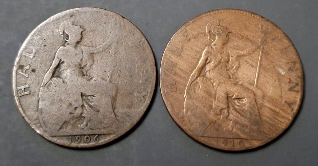 Engeland 2 x Half Penny Edward VII 1906 + 1910, Ophalen of Verzenden, Overige landen, Setje