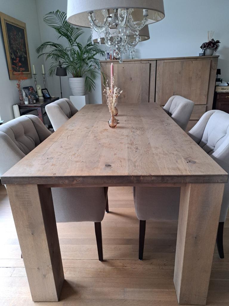 Robuuste eiken eettafel, Ophalen, Gebruikt, Eikenhout, 200 cm of meer