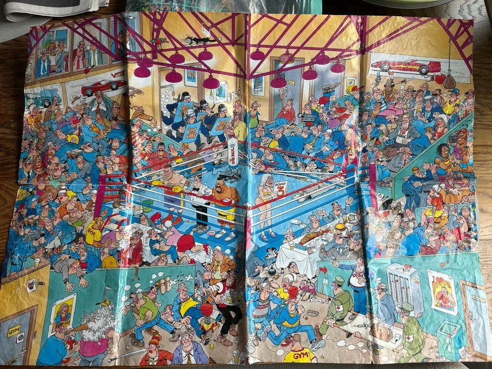 Jan van Haasteren Puzzel - De Bokswedstrijd (Zonder doos), Ophalen of Verzenden, 500 t/m 1500 stukjes, Gebruikt, Legpuzzel