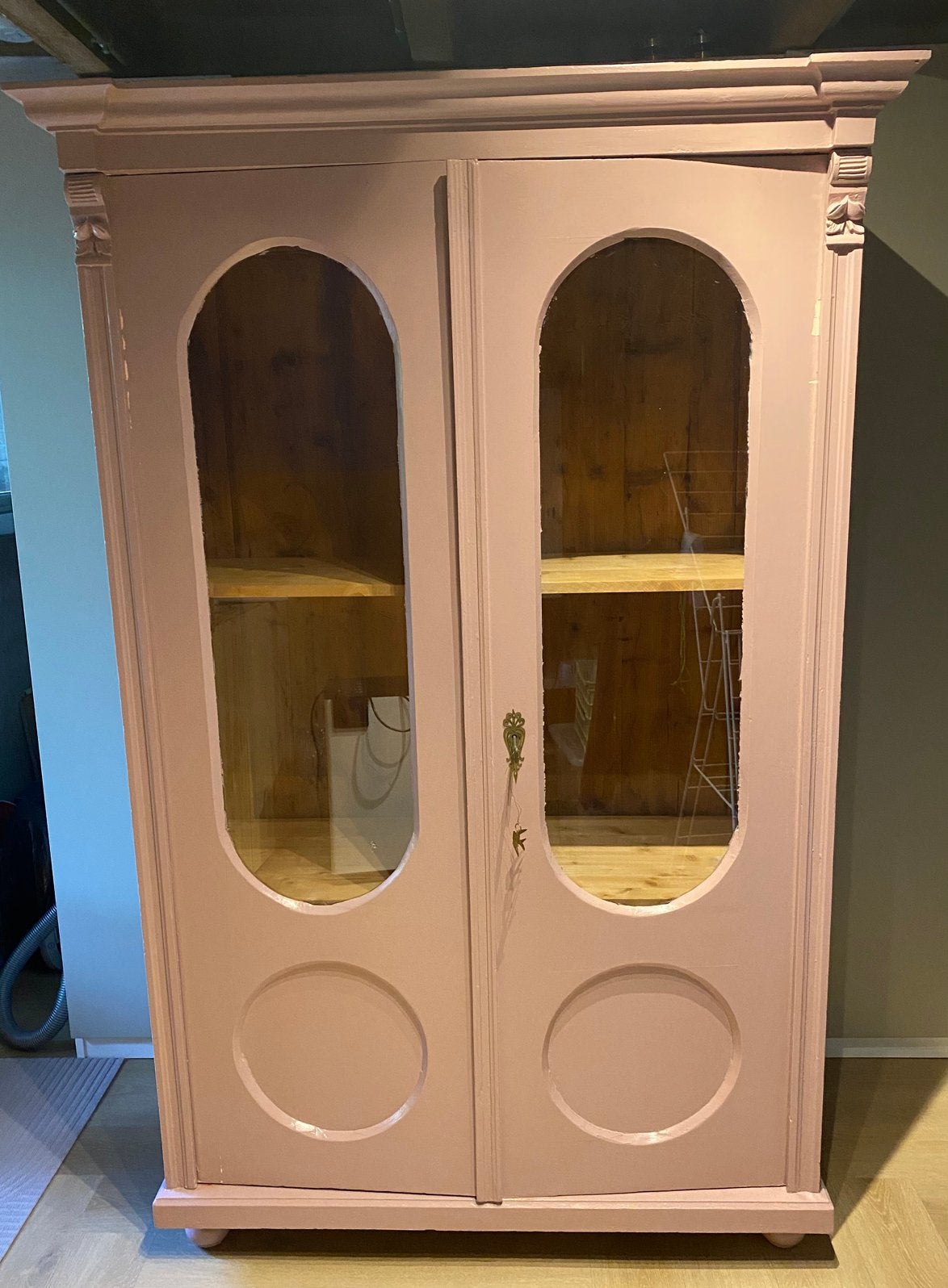 Kast vitrine brocante roze, Ophalen of Verzenden