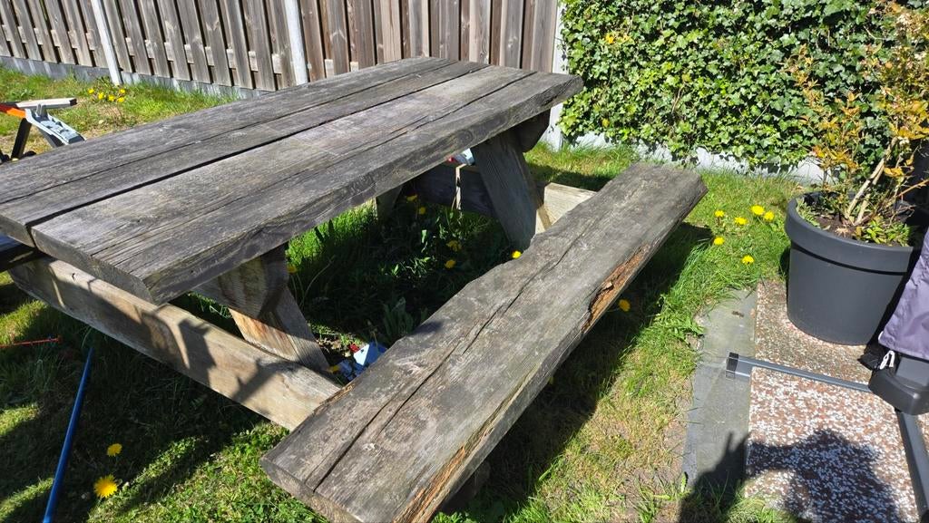 GRATIS picnicktafel, Tuin en Terras, Picknicktafels, Ophalen, Gebruikt, Rechthoekig, Hout