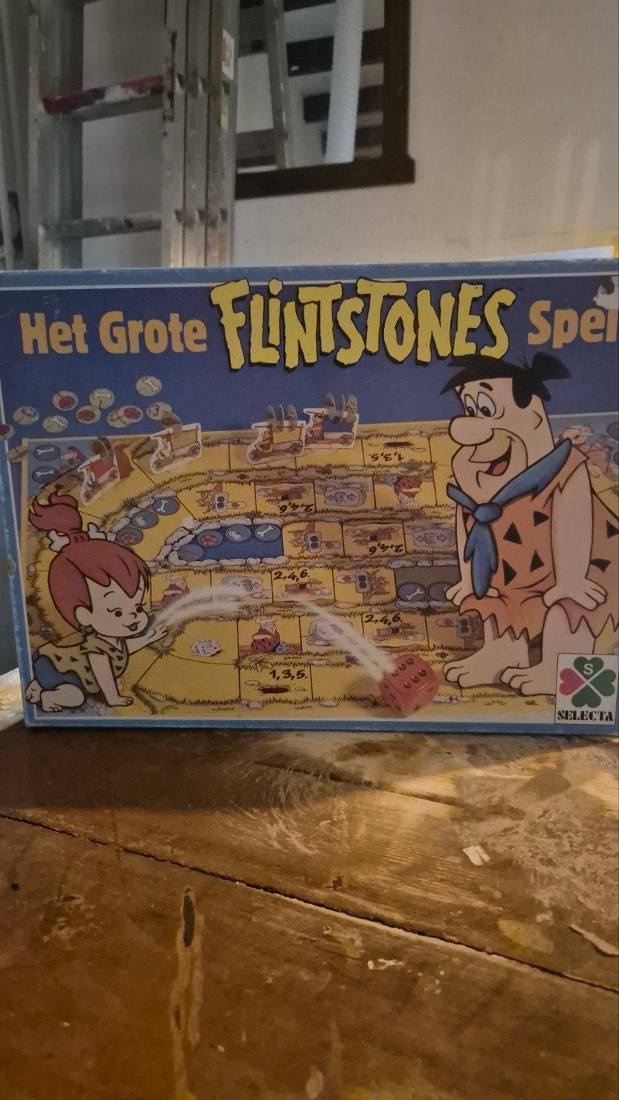 Het Grote Flintstones Spel - Compleet uit 1990, Een of twee spelers, Ophalen of Verzenden, Gebruikt, Selecta