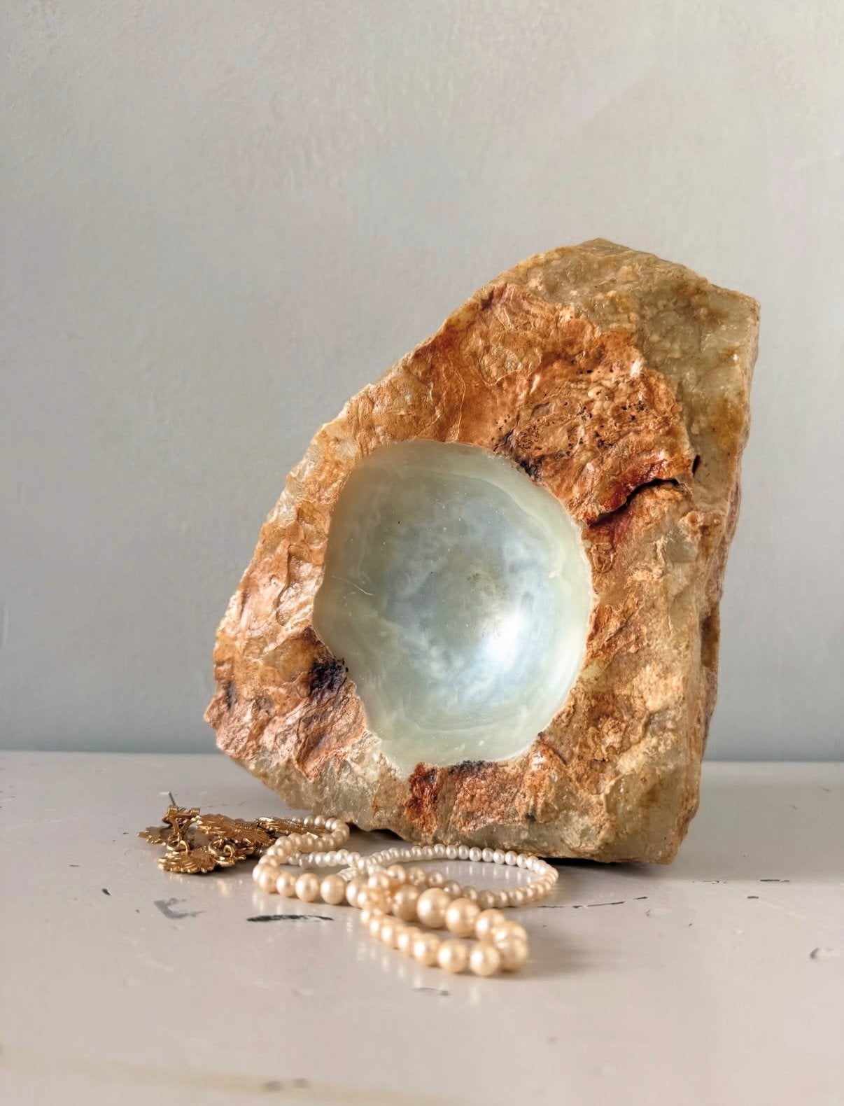 Vintage onyx asbak marmer, Ophalen of Verzenden, Zo goed als nieuw, Asbak