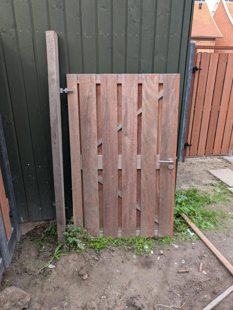 Houten Tuinpoort, Tuin en Terras, Ophalen, 100 tot 150 cm, Zo goed als nieuw, Draaipoort