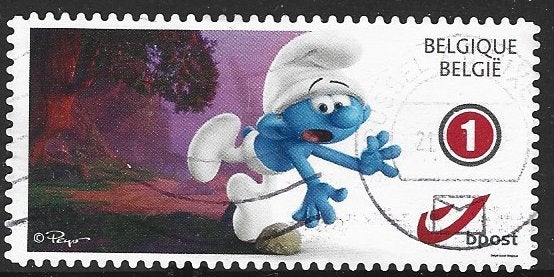 B 227 -     - Belgie/Duo/ Smurfen, Ophalen of Verzenden, Gestempeld