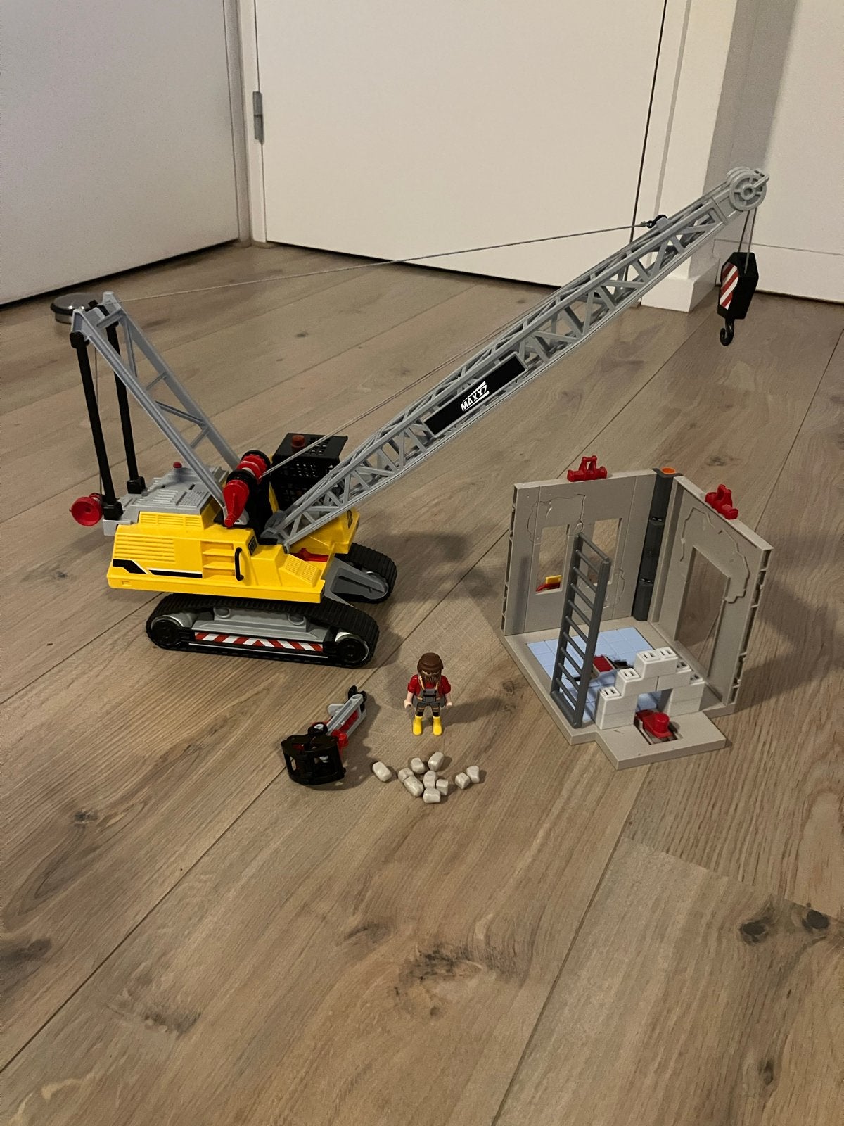 Playmobil Kraan met bouwplaats en figuur, Gebruikt, Complete set, Voertuig, Ophalen of Verzenden