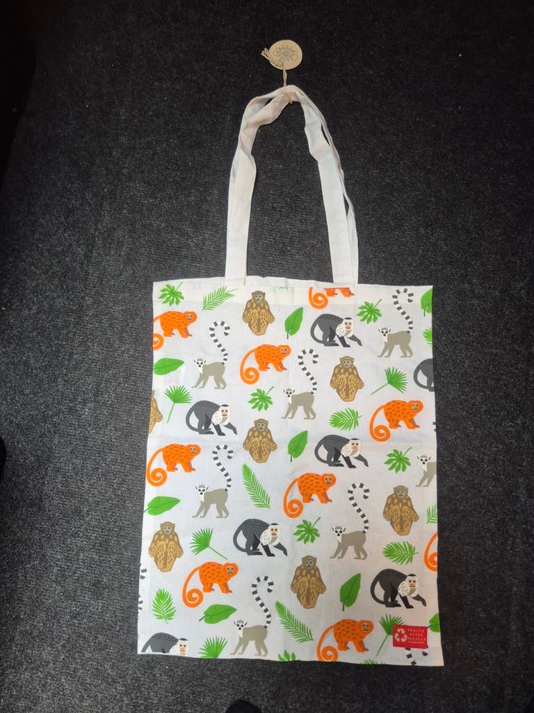 Nieuwe canvas tas apen, Ophalen of Verzenden, Nieuw, Beige, Shopper