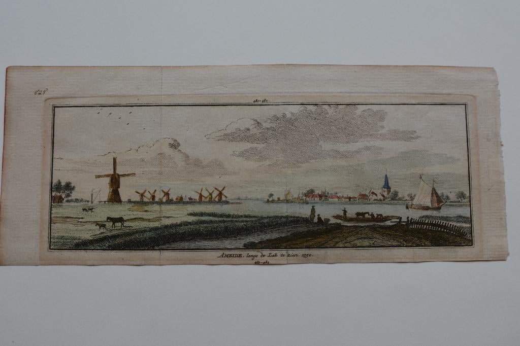 AMEIDE LEK Originele handgekleurde kopergravure 1792 GZ9, 7 cm, Verzenden, Stadsgezicht, 9 cm