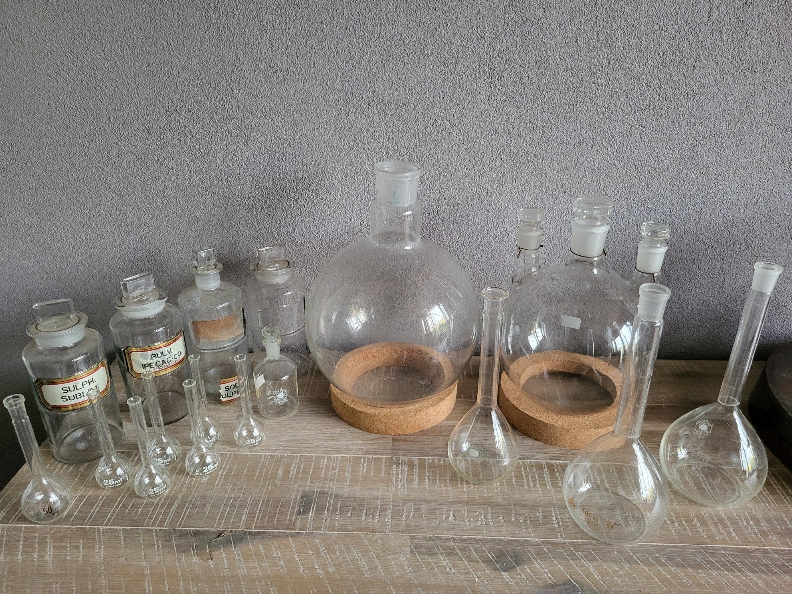 verzameling laboratorium glas en apothekers potten, Antiek en Kunst, Ophalen