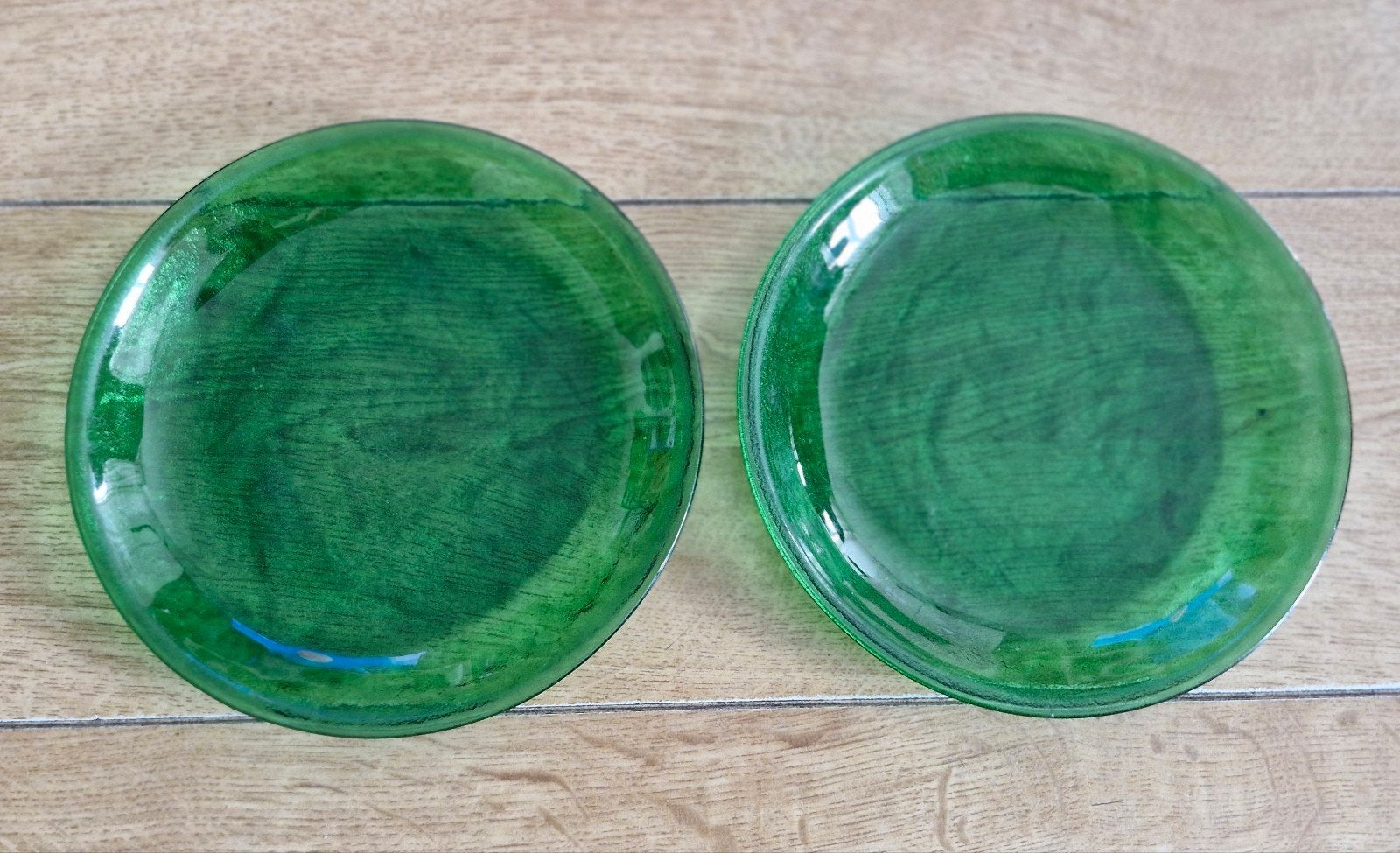 Twee Arcoroc Sierra platte borden groen - 21 cm, Ophalen of Verzenden