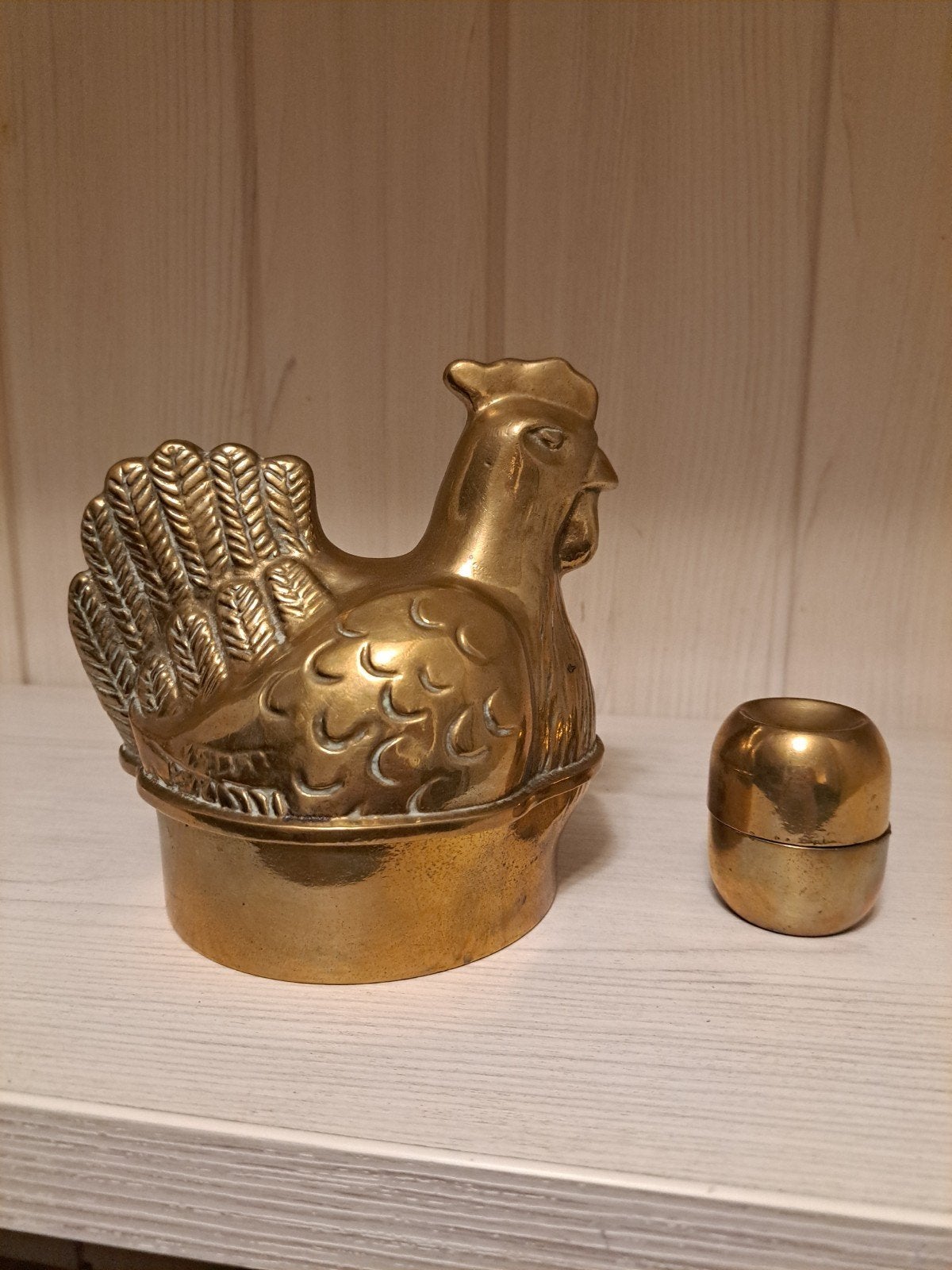 koperen kip met eierdopjes, Ophalen of Verzenden