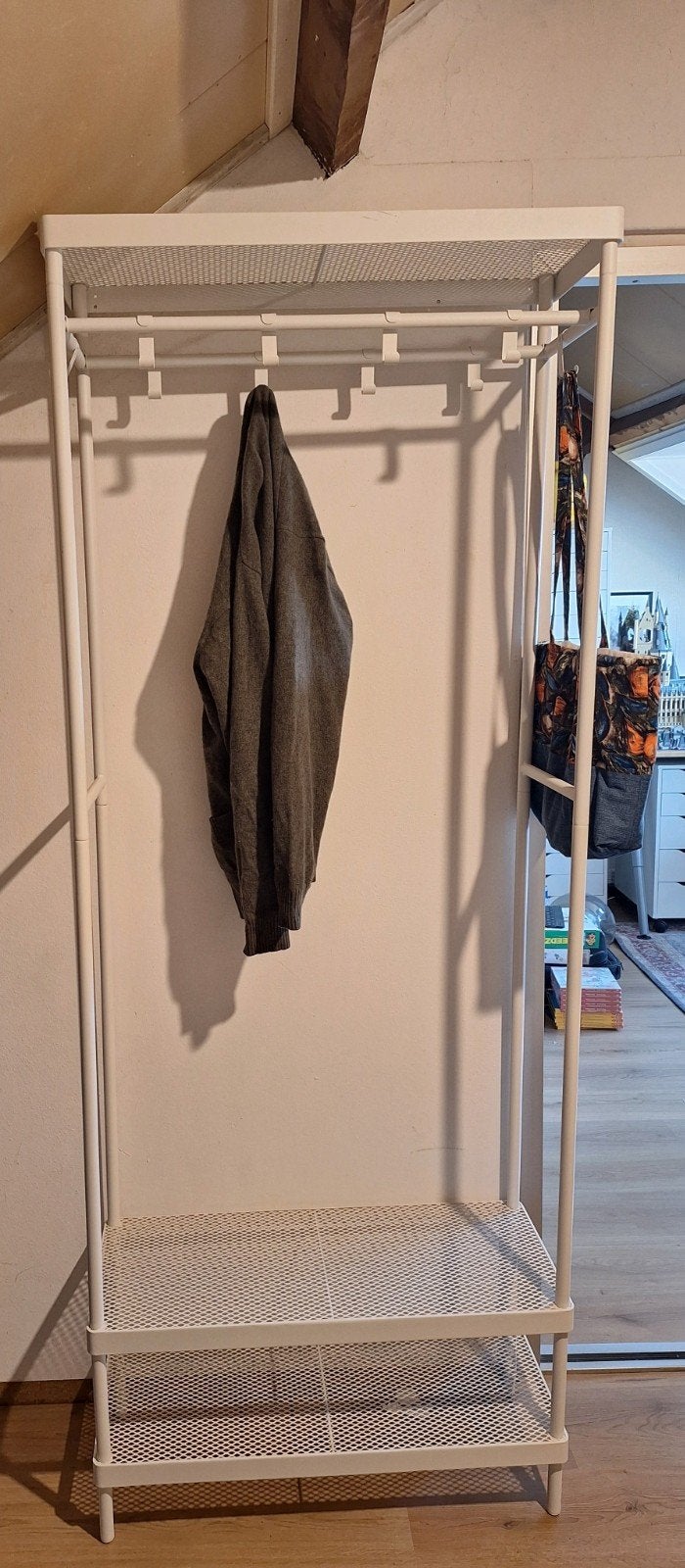 Kapstok met schoenenopberger, wit, 78x32x200 cm, Ophalen, Zo goed als nieuw