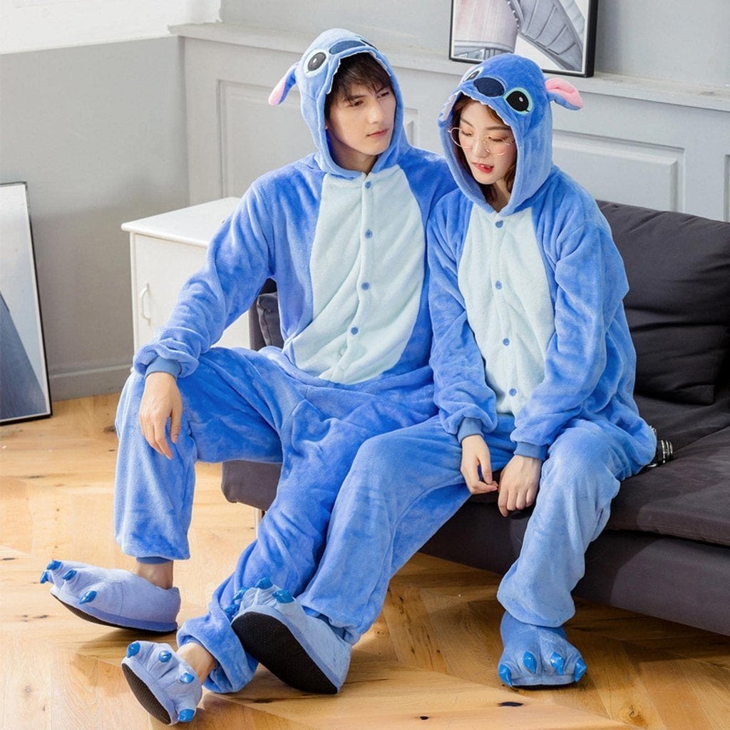 Couple Blauw Stitch Onesie Hooded pyjama's (XL & S), Kleding | Dames, Overige typen, Blauw, Ophalen of Verzenden, Zo goed als nieuw