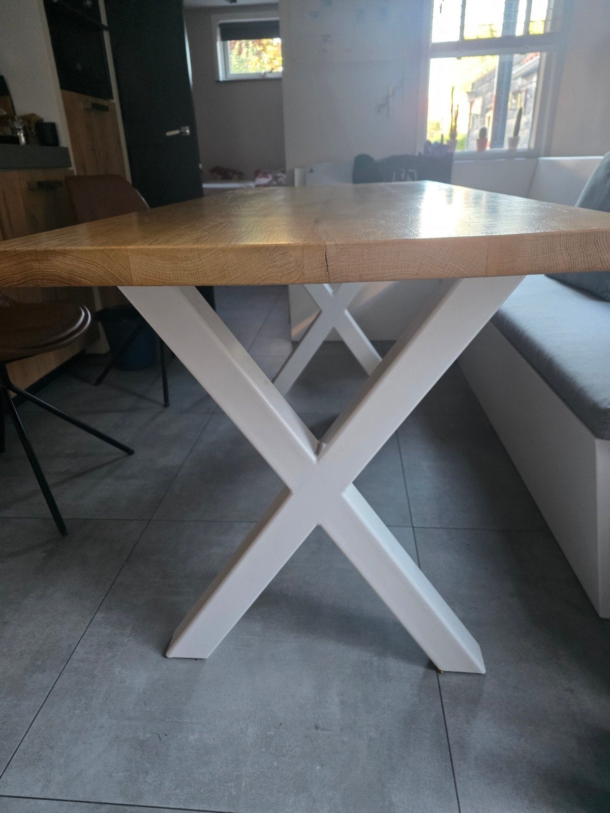 Eiken keukentafel, Ophalen, Gebruikt, Rechthoekig, 50 tot 100 cm