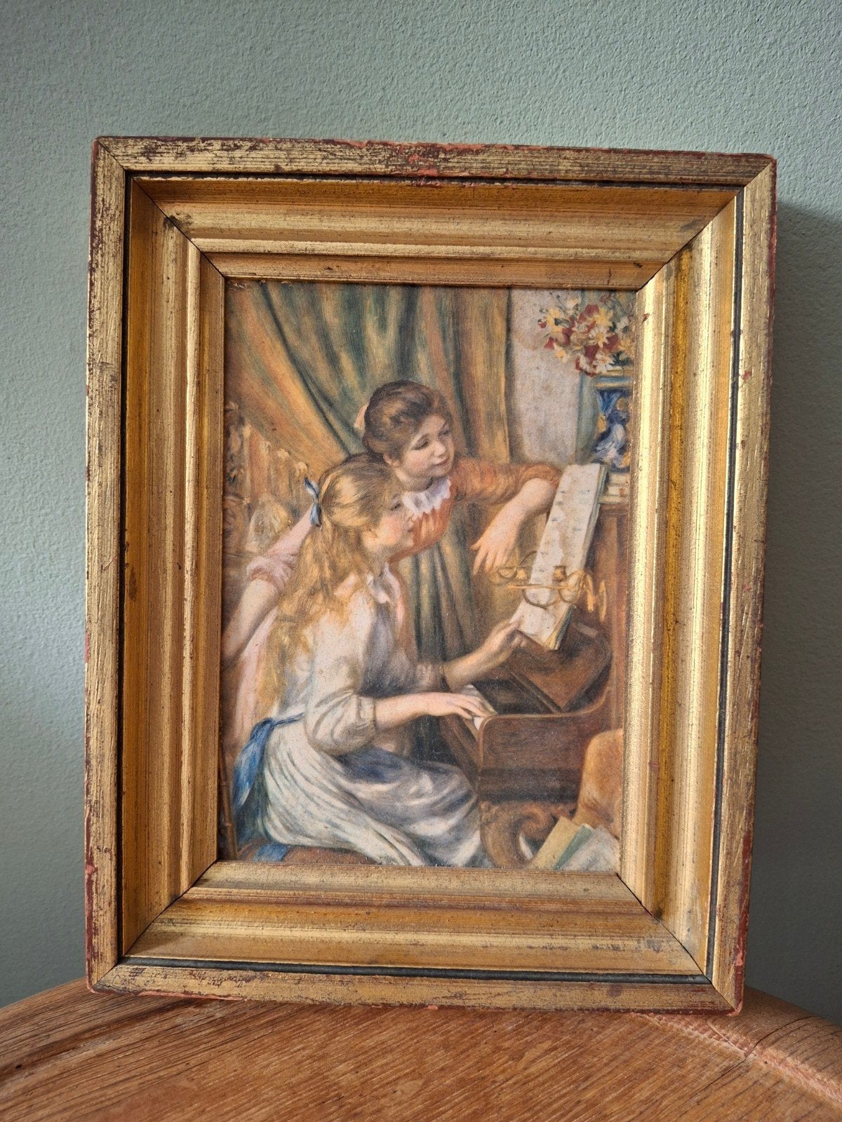 Vintage schilderijtje in vergulde lijst, Antiek en Kunst, Ophalen of Verzenden