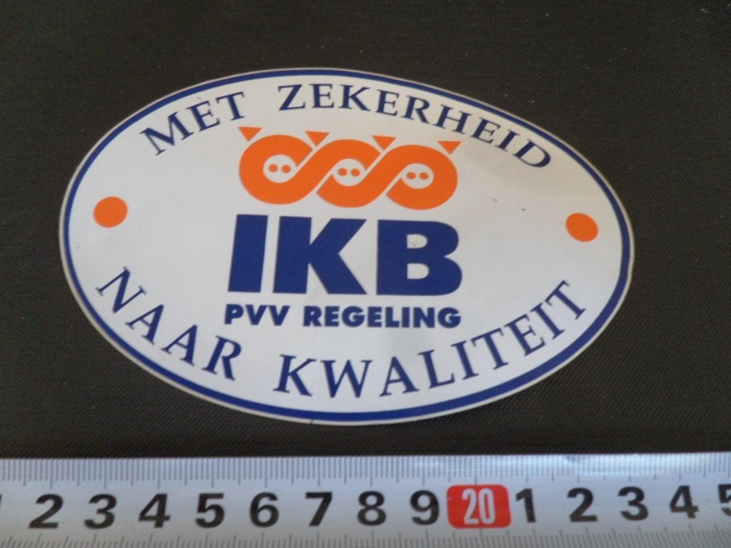 sticker IKB pvv regeling met zekerheid naar kwaliteit, Ophalen of Verzenden, Zo goed als nieuw