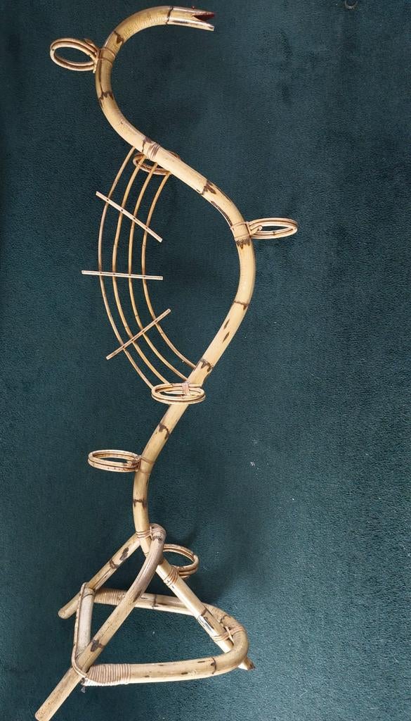 Vintage Bamboe Plantenslang - 160 cm fifties design, Antiek en Kunst, Ophalen