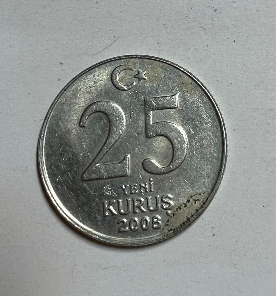 25 kurus Turkije 2008, Ophalen of Verzenden, Overige landen