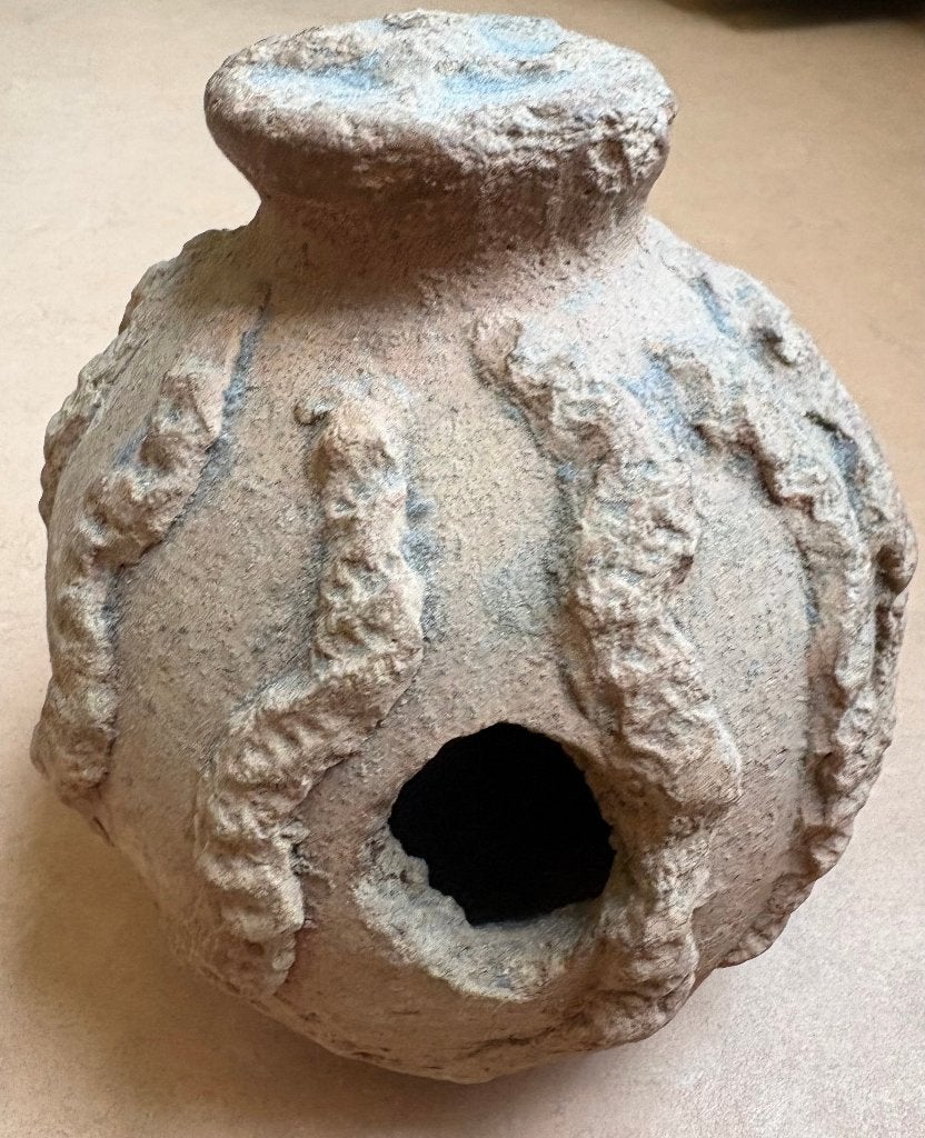 Mooie terracotta pot / kruik, Afrika, Handgemaakt, Steen/keramiek, 17 cm, Ophalen of Verzenden
