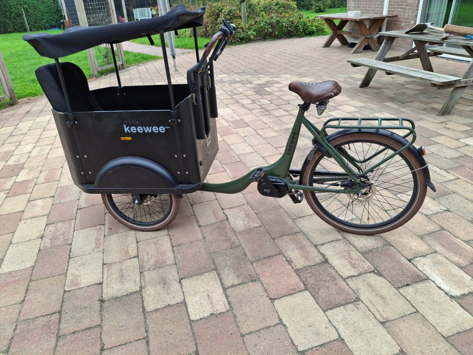 Keewee bakfiets - Elektrisch, met huif en schijfrem, 4 kinderen of meer, Gebruikt, Elektrisch, Schijfrem