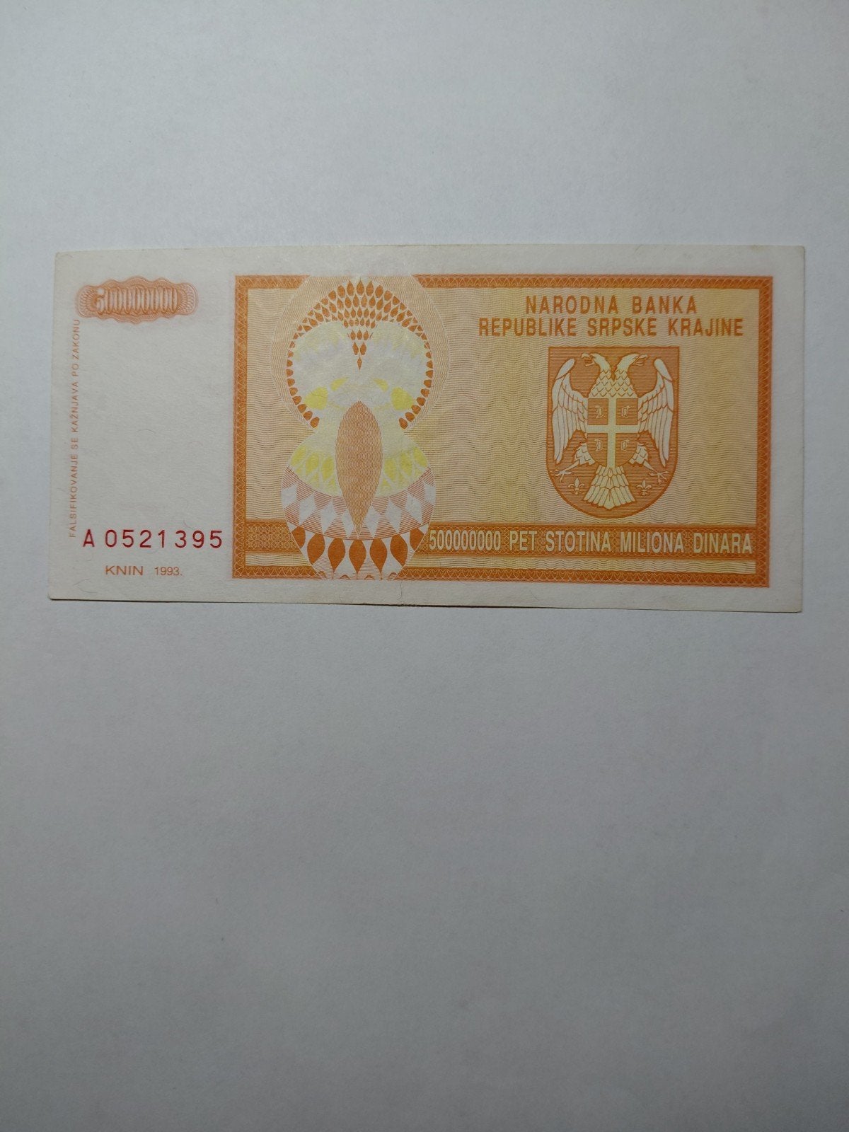 Kroatië 500 miljoen dinara 1993, Ophalen of Verzenden, Overige landen