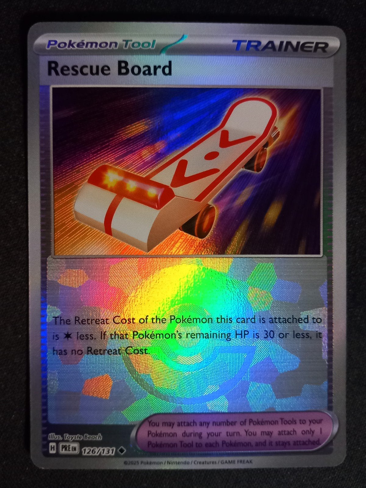 Rescue Board 126/131 Prismatic Evolution Reverse Pokeball NM, Verzenden, Zo goed als nieuw, Losse kaart, Foil