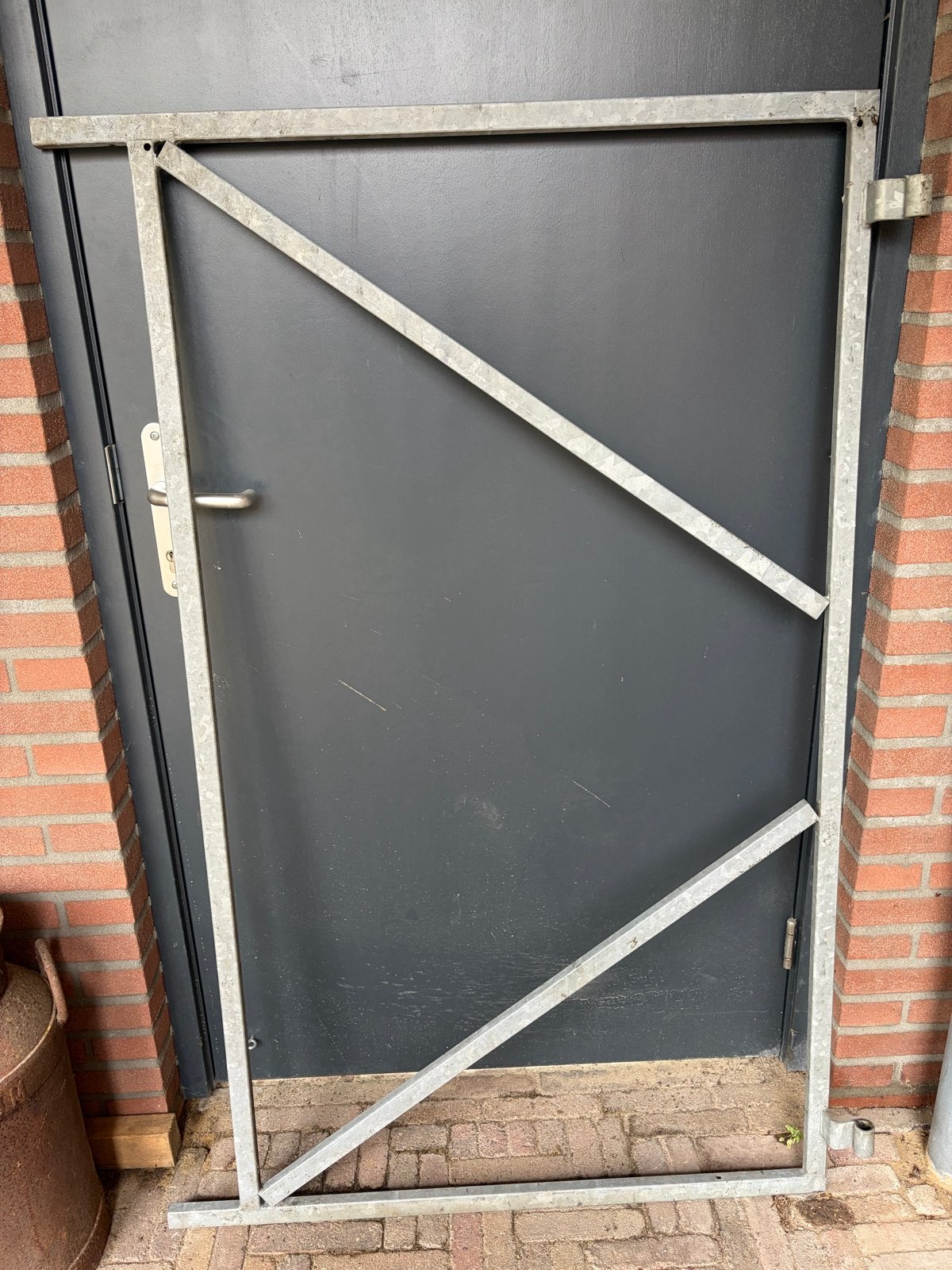 Gegalvaniseerde metalen tuinpoort met scharnieren, Ophalen, Gebruikt, Staal, Minder dan 100 cm