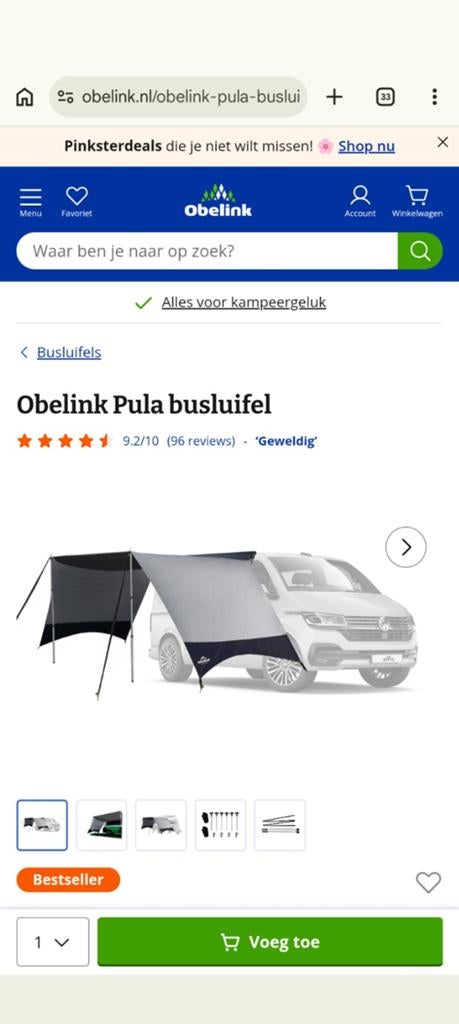 Obelink Busluifel - Ideaal voor Buscampers, Ophalen of Verzenden