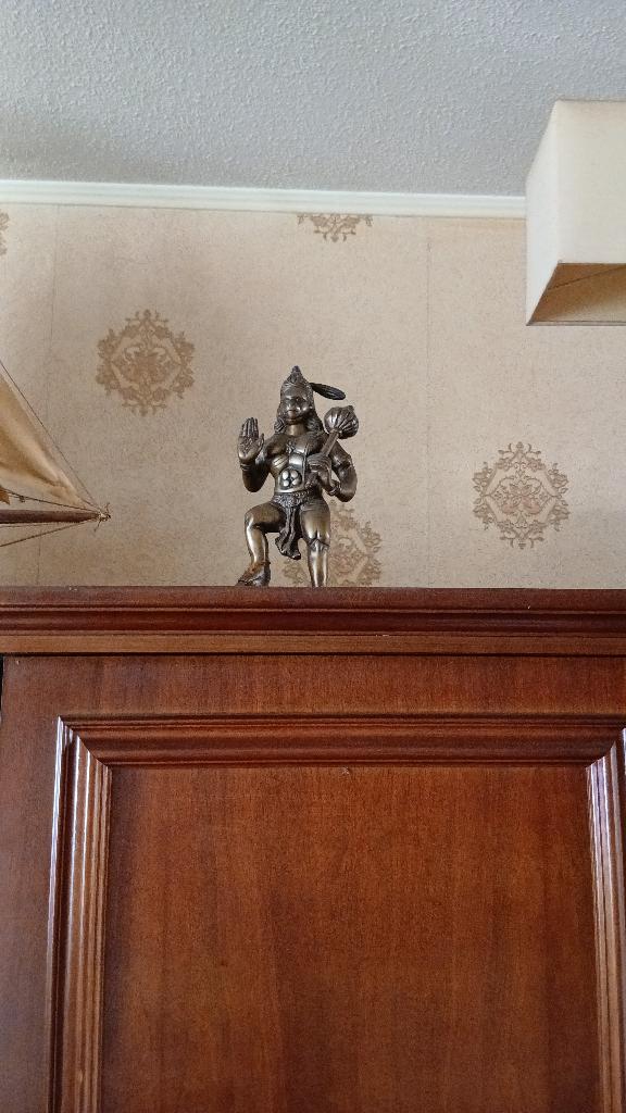 Koperen Hanuman beeld 28cm, Ophalen, Zo goed als nieuw, Religie