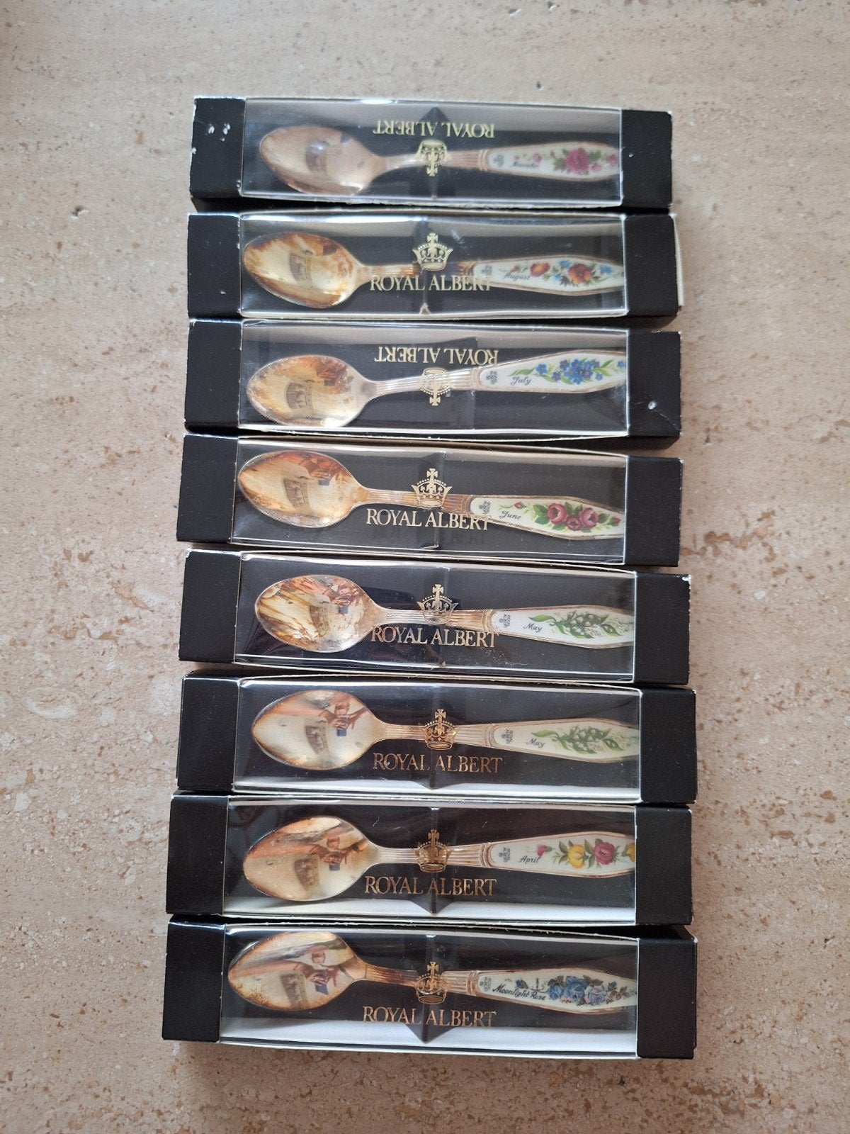 Royal Albert Maandlepel Collectie - 8 Stuks, Ophalen of Verzenden
