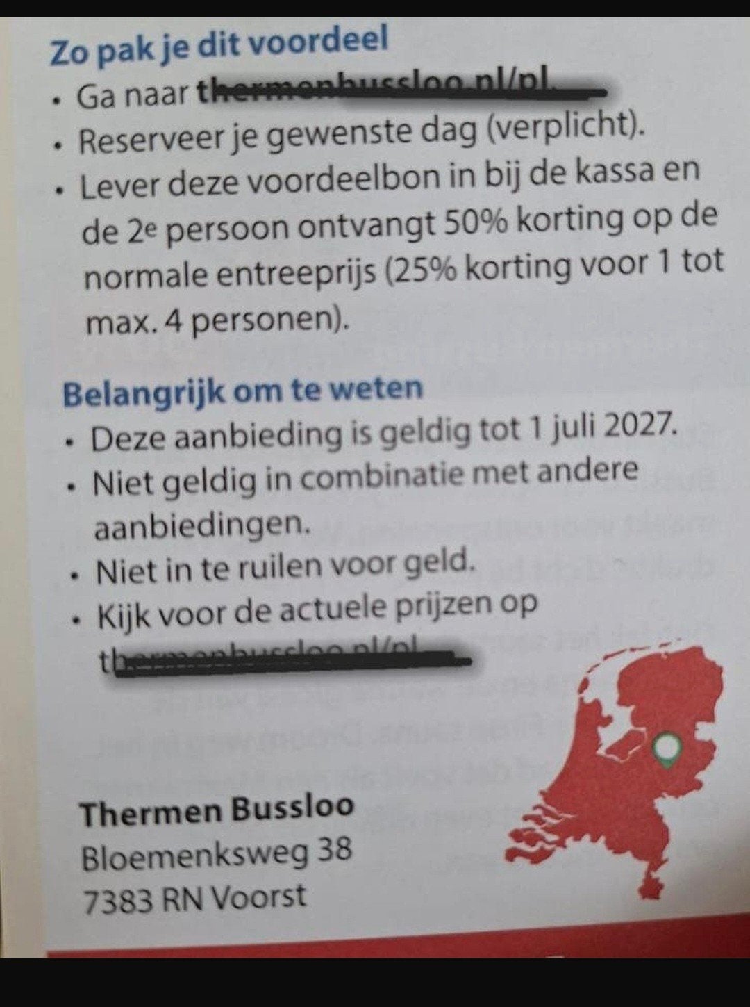 Thermen Bussloo 25-50% korting, Twee personen, Kortingsbon, Spa of Sauna