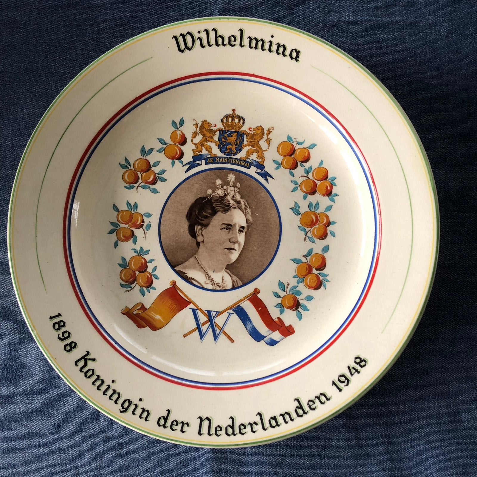Herdenkingsbord Wilhelmina 1938, Ophalen of Verzenden, Nederland, Overige typen