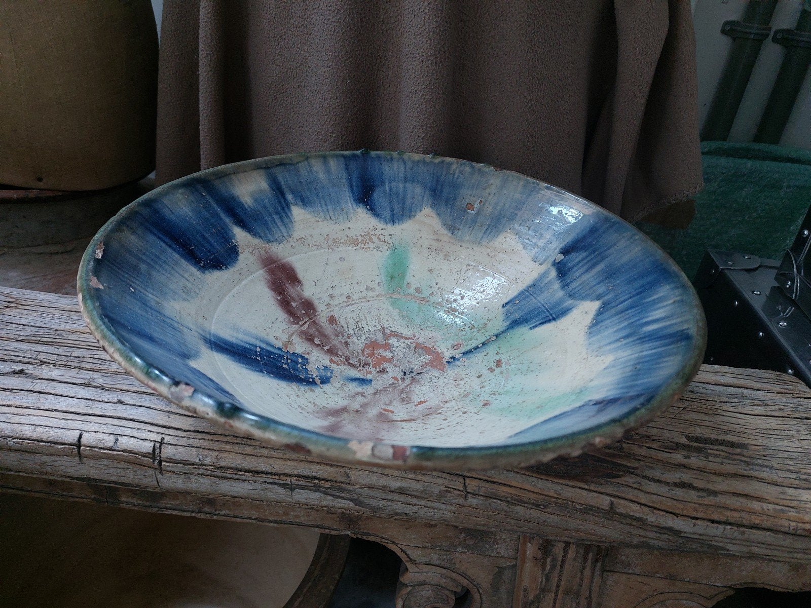 Unieke Vintage Spaanse Schaal -  lebrillo, fajalauza,nijar, Ophalen of Verzenden