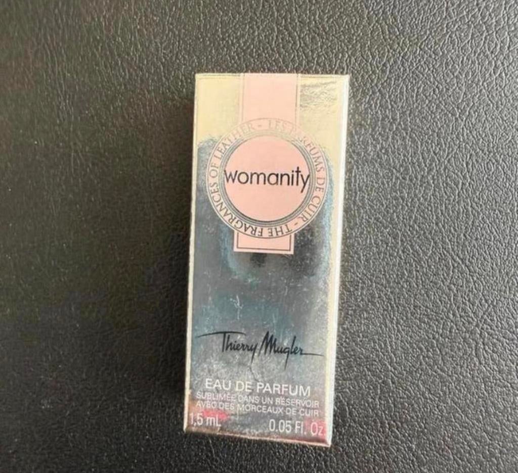 Parfum proefje Womanity Mugler 1,5 ml eau de parfum + cuir, Sieraden, Tassen en Uiterlijk, Uiterlijk | Parfum, Verzenden, Nieuw