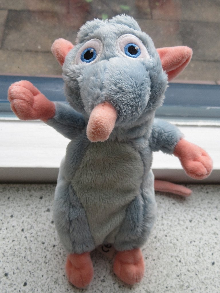 Rat Remy van Ratatouille Disney meet ca 22 cm merk Nicotoy, Muis, Korrelvulling, Blauw, Ophalen of Verzenden