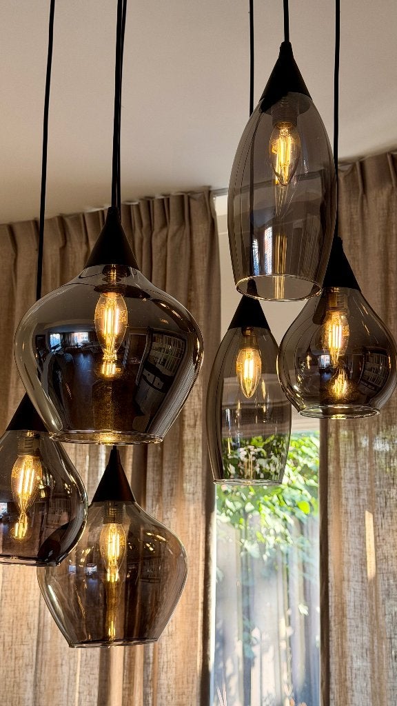 Hanglamp, Ophalen, Zo goed als nieuw, Glas, E14 (klein)