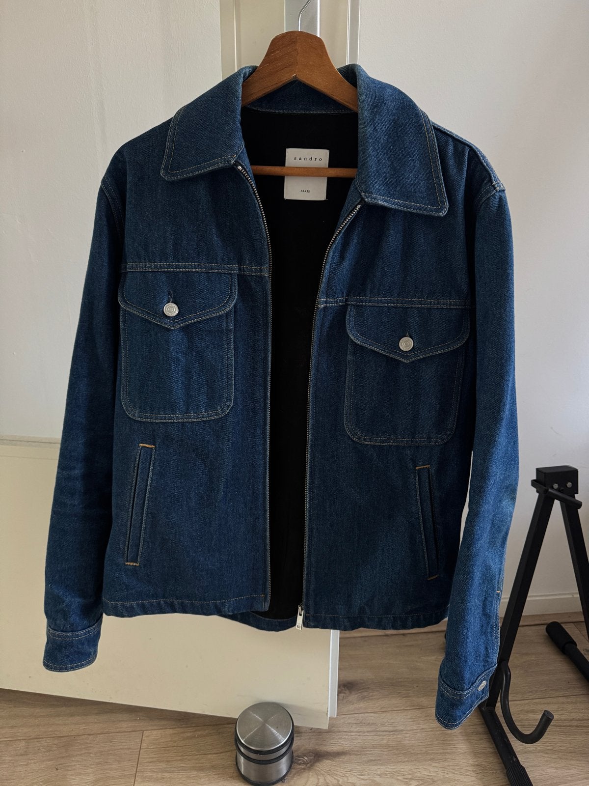 Sandro Denim Jacket, Kleding | Heren, Ophalen of Verzenden, Zo goed als nieuw, Maat 46 (S) of kleiner, Blauw