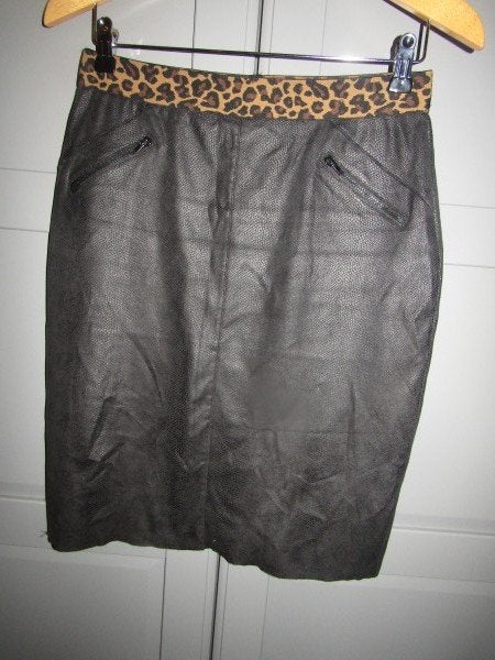 G765 Geisha M(38) rok zwart bruin animal print imitatieleer, Kleding | Dames, Maat 38/40 (M), Geisha, Verzenden, Zwart