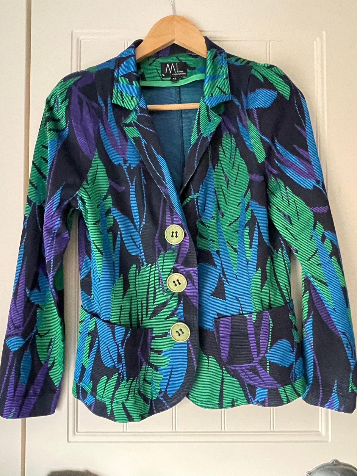 ML Collections Jasje Maat 42 - Groen/Blauw/Paars Print, Maat 42/44 (L), Ophalen of Verzenden, Zo goed als nieuw, Jasje