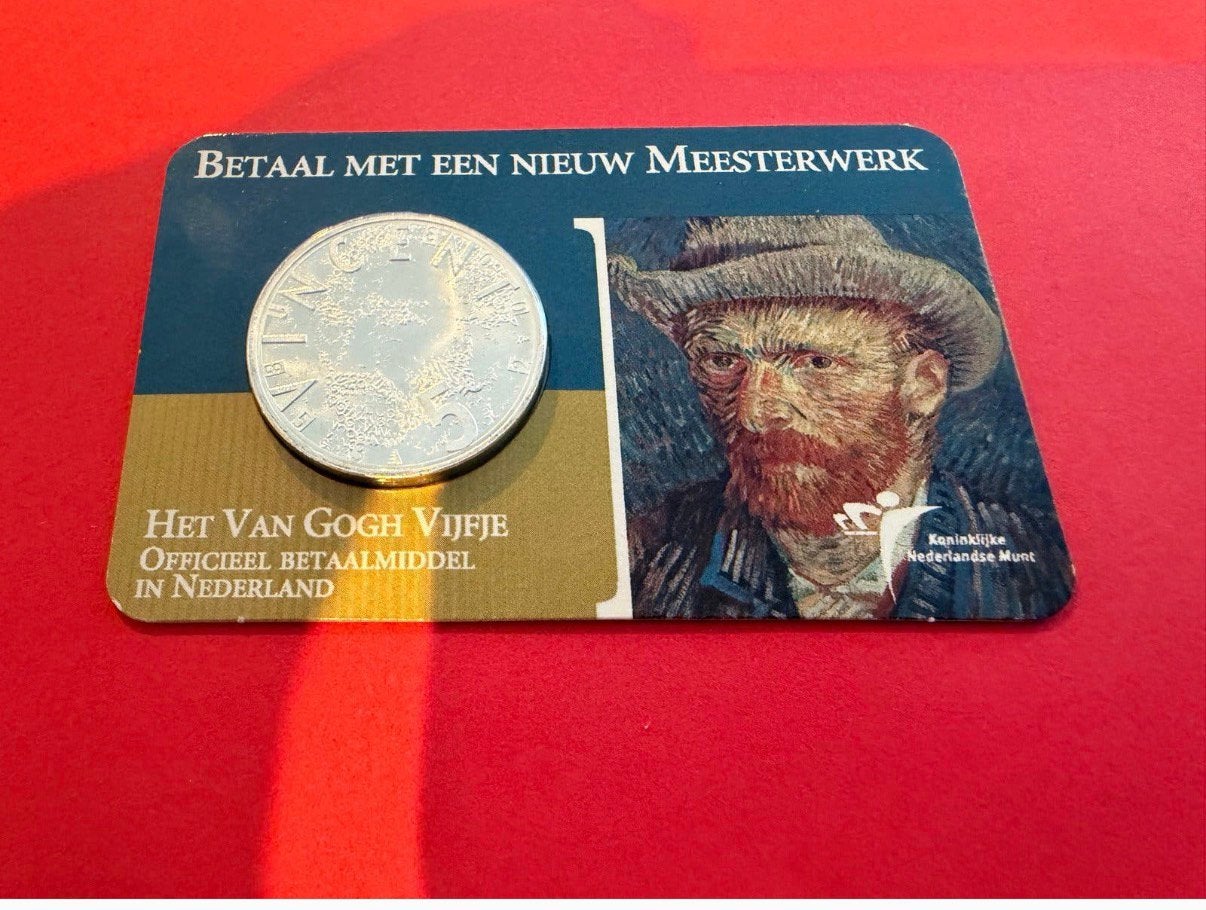 Zeldzame coincard van Gogh Vijfje zilver, Ophalen of Verzenden, Koningin Beatrix, Euro's, Zilver