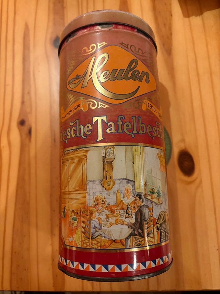 Beschuitblik Friesche tafelbeschuit 1910-1985 van de Meulen, Verzamelen, Blikken, Ophalen of Verzenden, Zo goed als nieuw, Beschuit