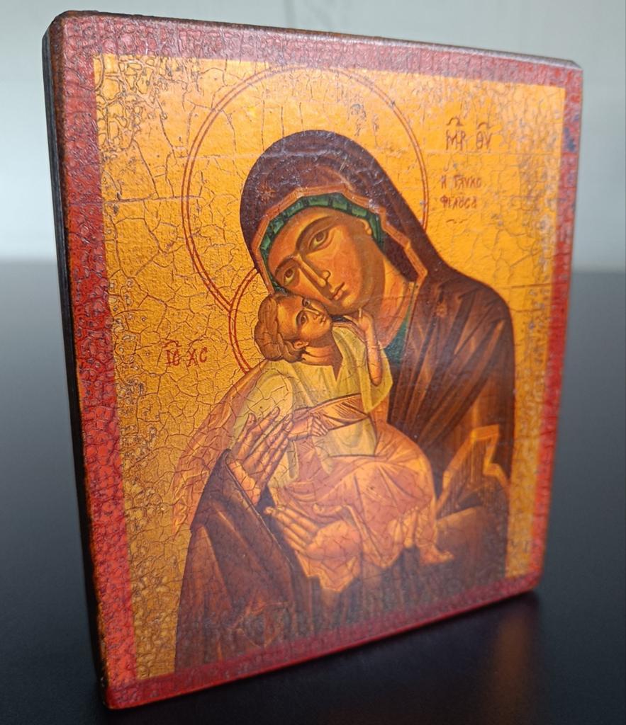 Antieke Griekse Orthodoxe icoon moeder Maria met Kind, Antiek en Kunst, Ophalen of Verzenden