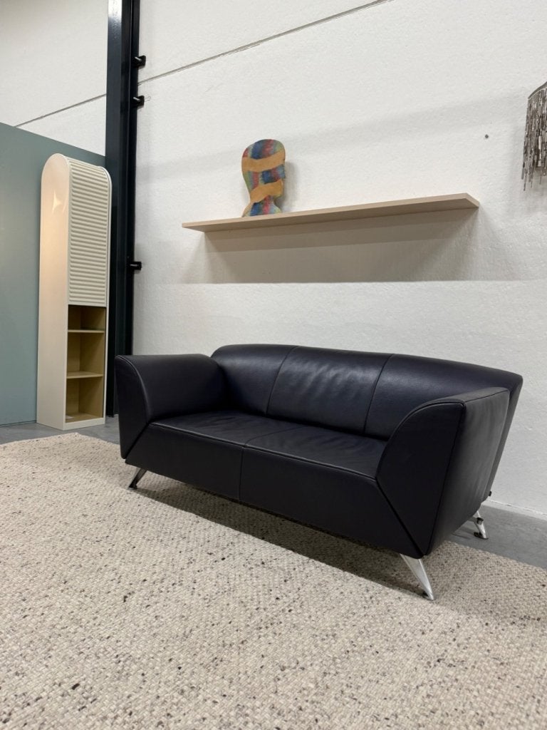 Als nieuw Jori Pacific 2 Zits Bank blauw leer 165, Hoogweg 52, Jori, 150 tot 200 cm, Tweepersoons