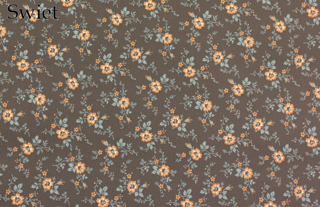 5776 Vintage bloemenbehang bruin wit oranje retro swiet, Verzenden, Bruin