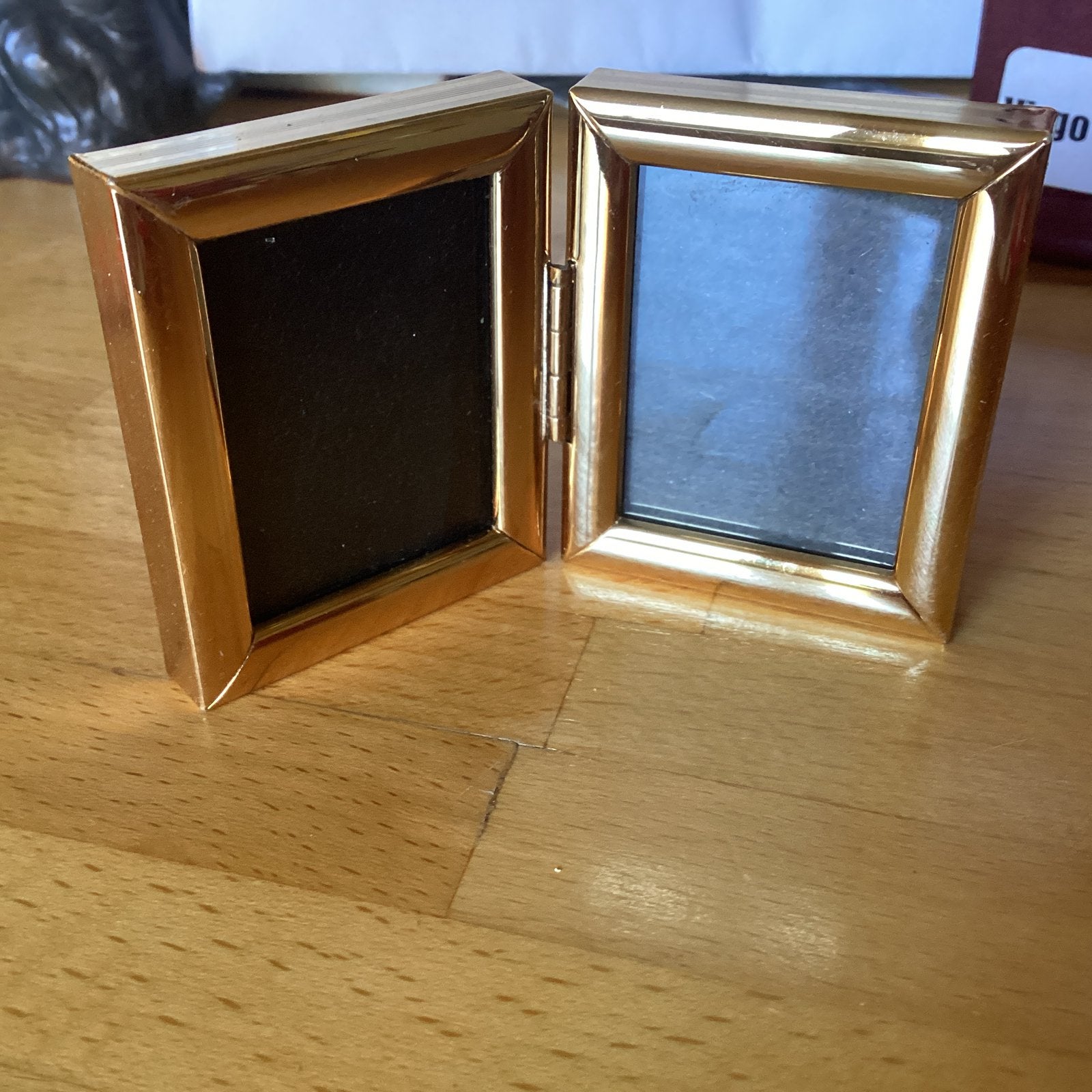 Pasfoto lijst dubbel goud verguld // foto 4x3 cm, Ophalen of Verzenden