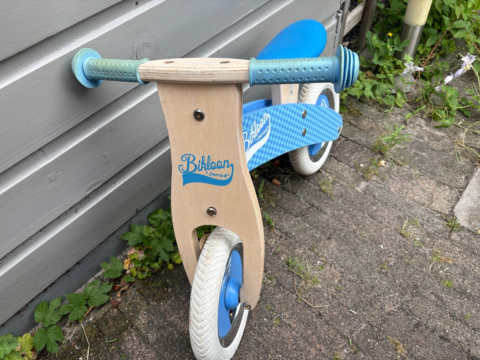 Janod Bikloon Houten Loopfiets Blauw, Ophalen, Gebruikt, Minder dan 16 inch